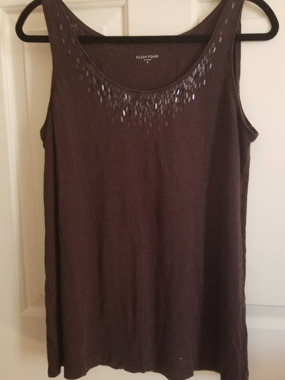 EILEEN FISHER CHOCOLATE BROWN ornamented top M